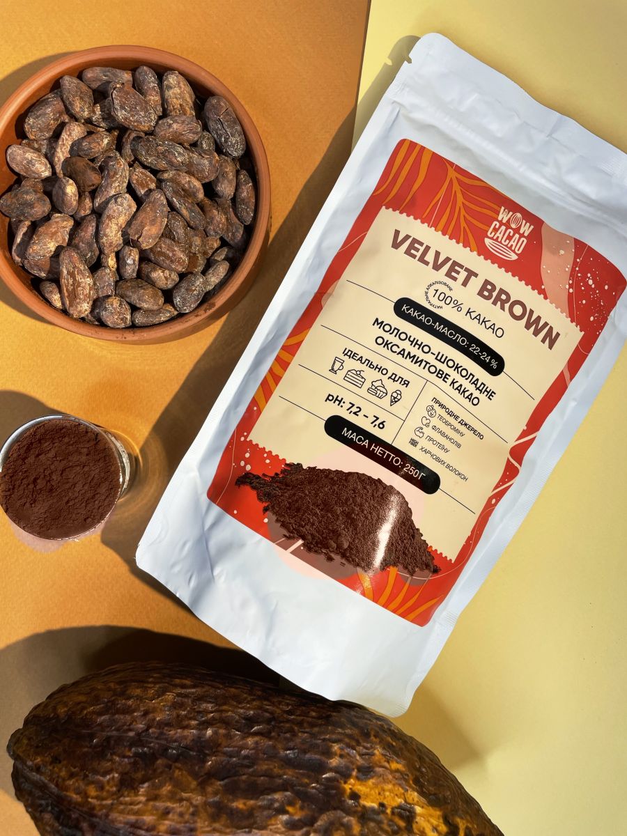 Какао-порошок 100% Какао WOW Cacao VELVET BROWN, 250 г - Зображення 3